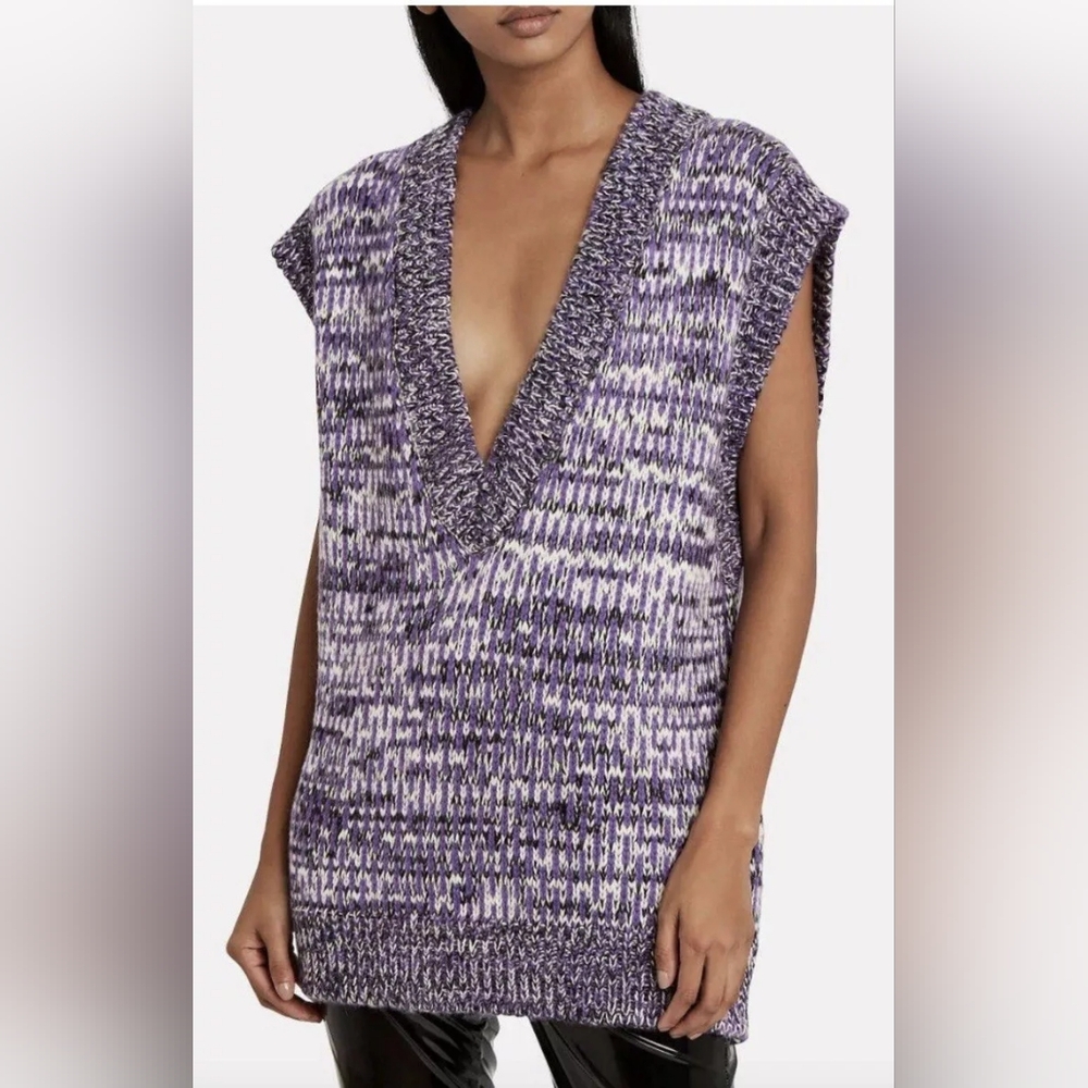 Ganni Hand Knit Wool Alpaca Melange Vest